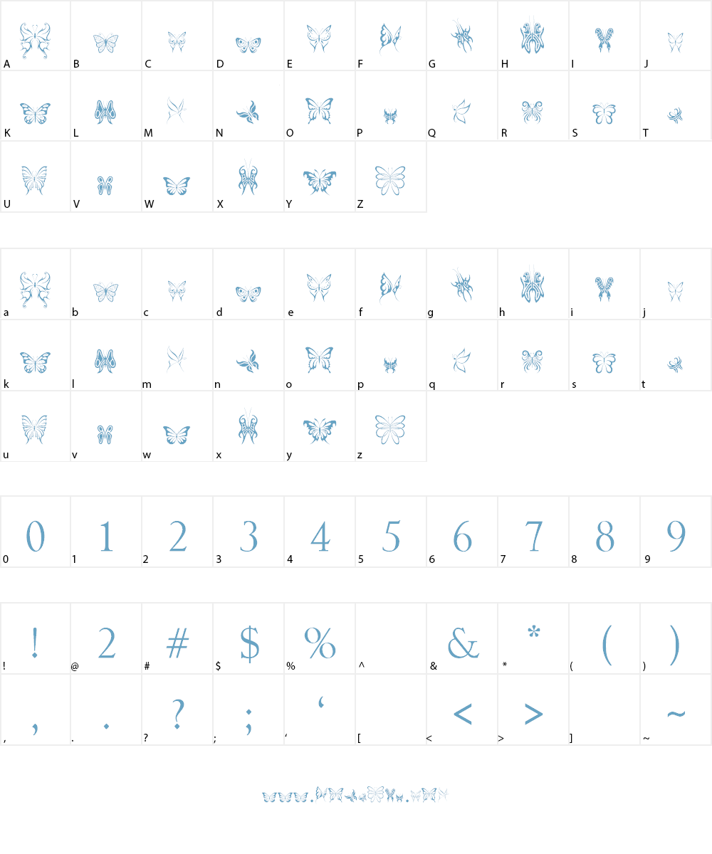 Tribal Butterflies Font Character